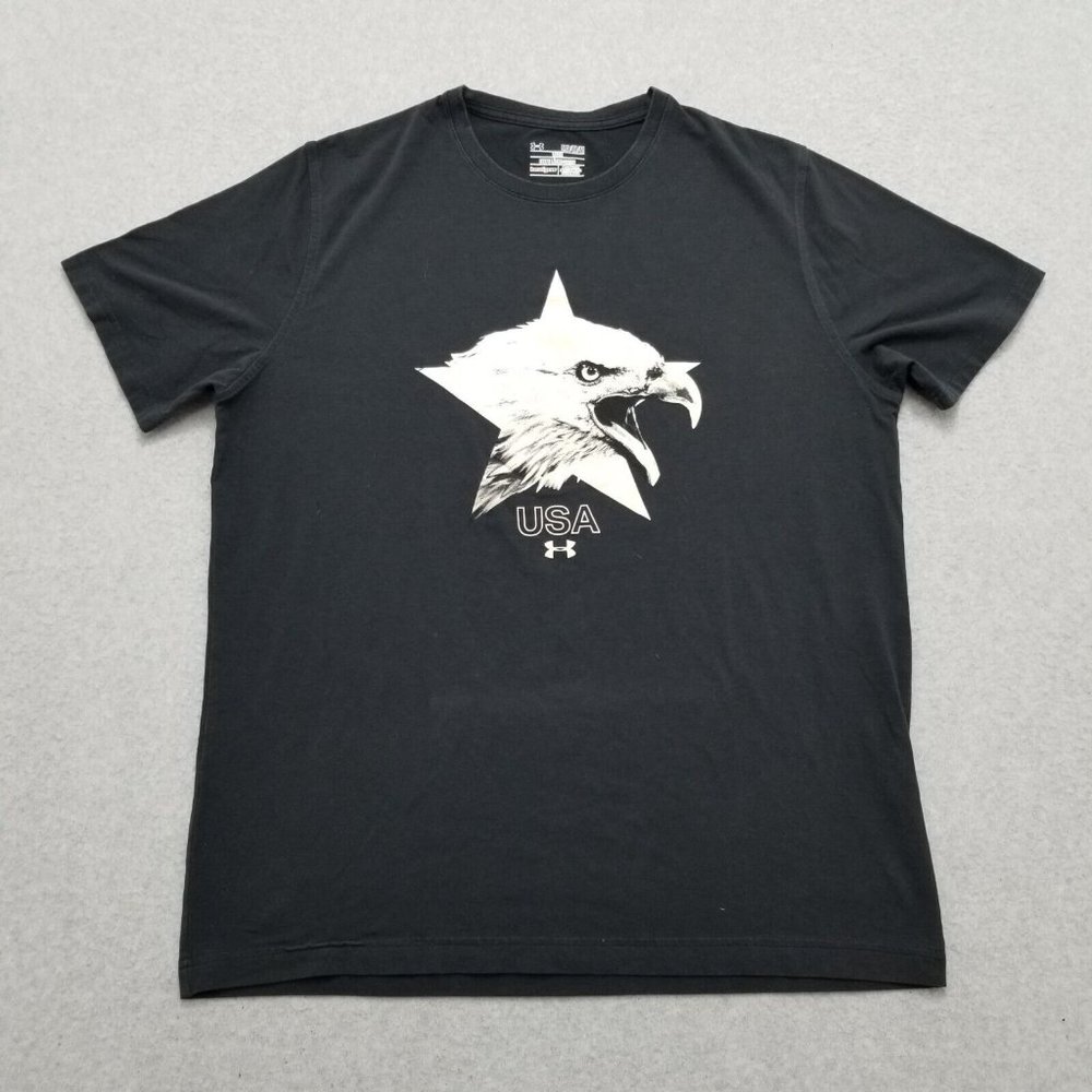 Under‎ Armour Shirt Mens Medium Black Short Sleeve USA Eagle